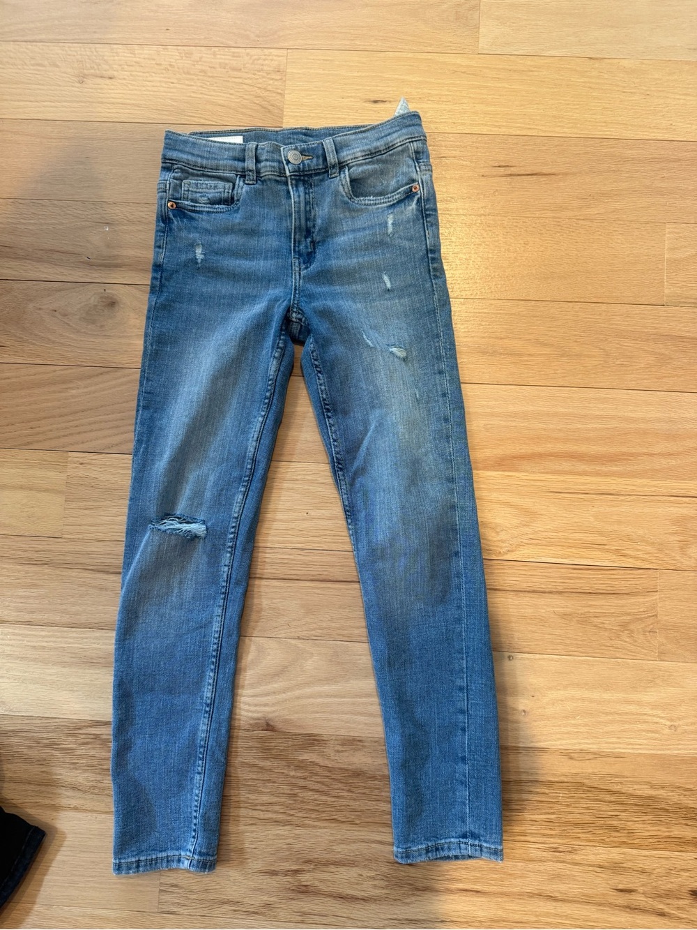 Zara  Washed Blue Distressed Skinny Jeans